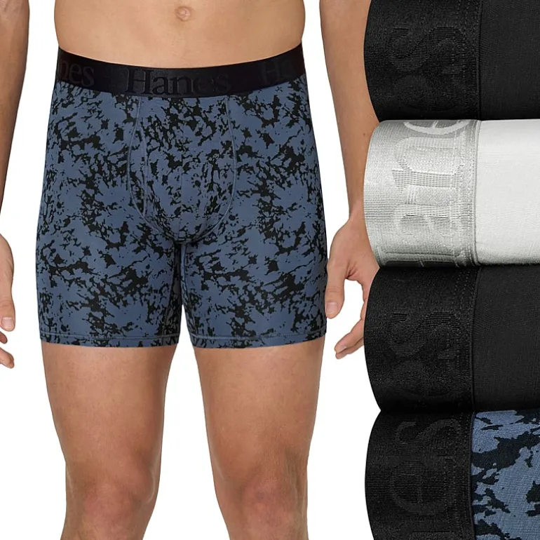 Hanes Supersoft Bonus Pack Mens 4 Pack Boxer Briefs Uo2bd4