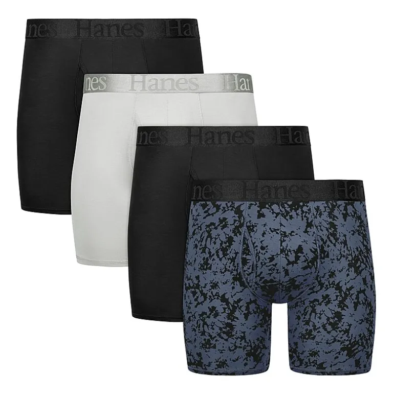 Hanes Supersoft Bonus Pack Mens 4 Pack Boxer Briefs Uo2bd4