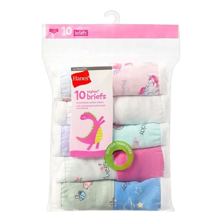 Hanes Toddler Girls 10 Pack Briefs Tucbrf