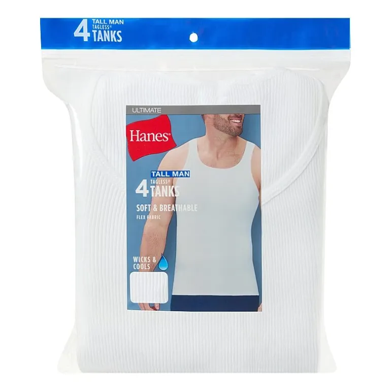 Hanes® Ultimate Big & Tall Men’s 4-Pack ComfortSoft® Tall Man Tank Undershirts