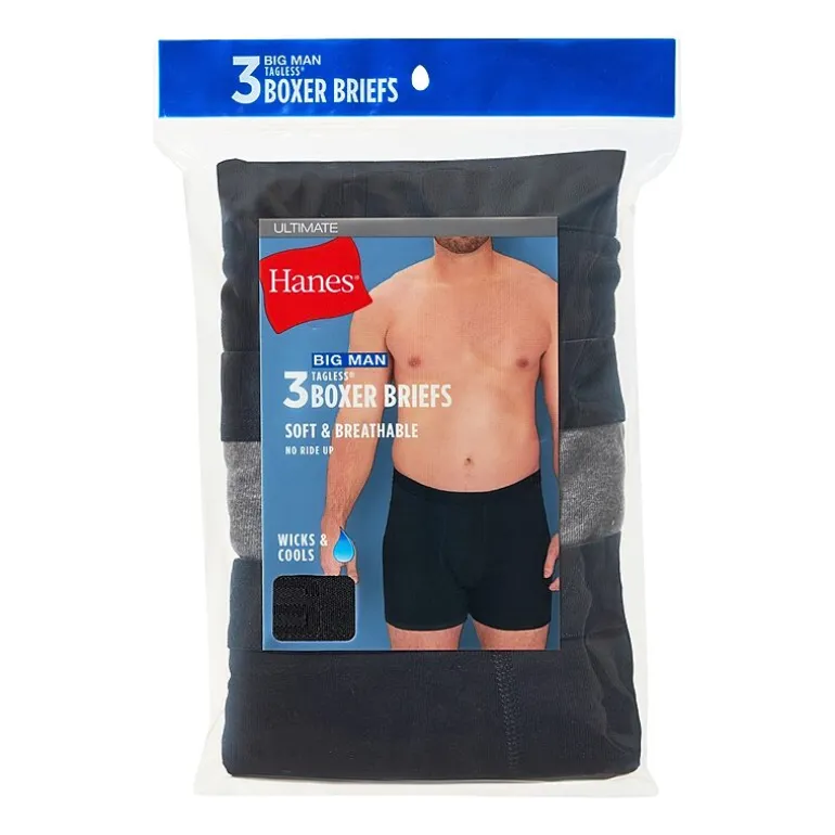Hanes® Ultimate Big & Tall Men’s Underwear 3-Pack ComfortSoft® Boxer Briefs Underwear 7703b3