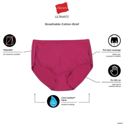 Hanes Ultimate® 6+1 Bonus Pack Breathable Cotton Brief Panties Underwear 40H7CC