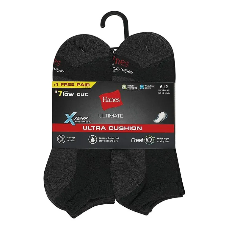 Hanes Ultimate Bonus Pack Mens Multi-Pack 7 Pair Low Cut Socks