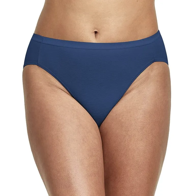 Hanes Ultimate™ Cool Comfort™ Cotton Ultra Soft Womens Average + Full Figure 6 Pack Cooling Multi-Pack High Cut Panty 43h6cc