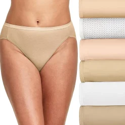 Hanes Ultimate™ Cool Comfort™ Cotton Ultra Soft Womens Average + Full Figure 6 Pack Cooling Multi-Pack High Cut Panty 43h6cc