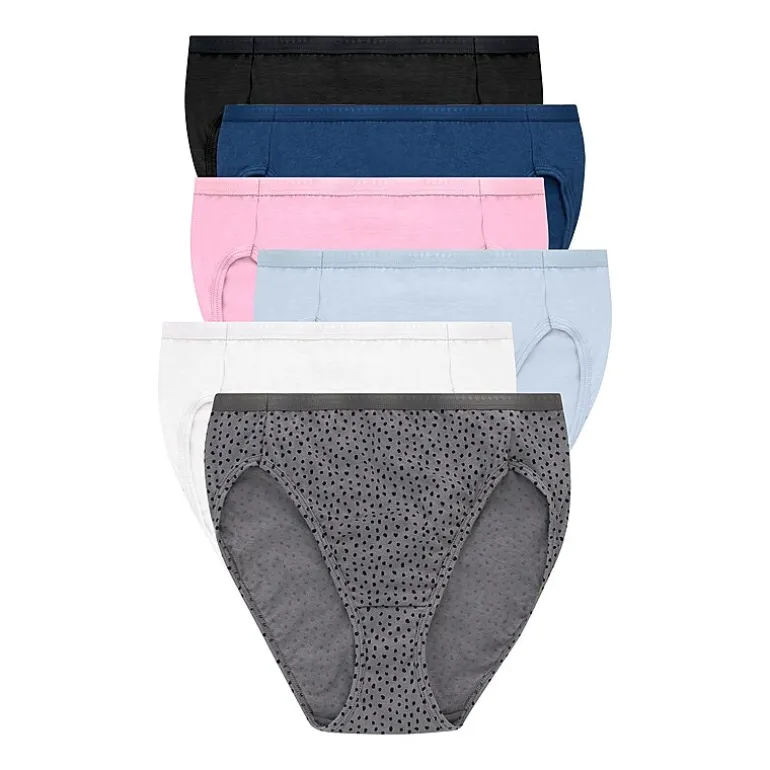 Hanes Ultimate™ Cool Comfort™ Cotton Ultra Soft Womens Average + Full Figure 6 Pack Cooling Multi-Pack High Cut Panty 43h6cc