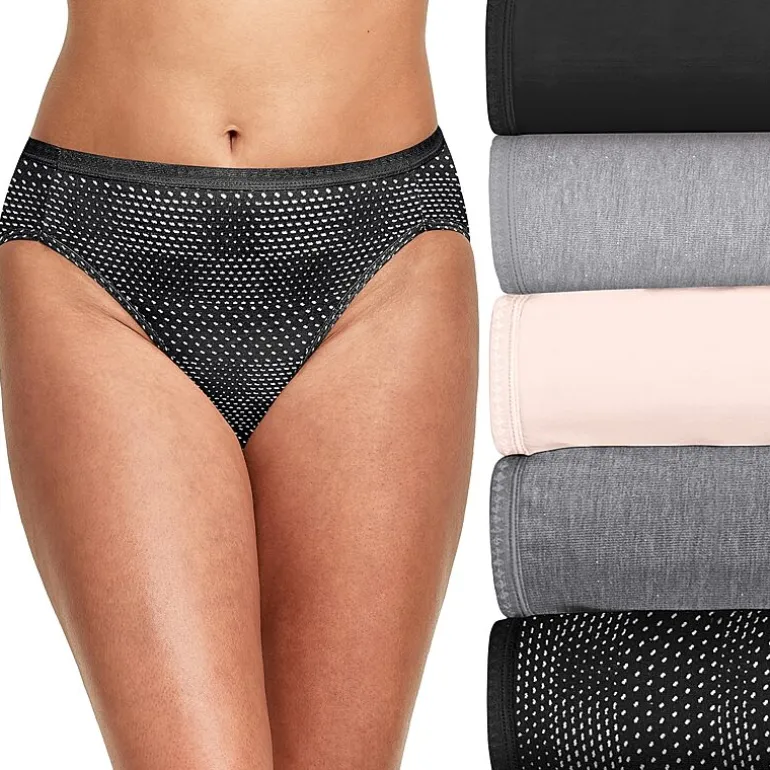 Hanes Ultimate™ Cool Comfort™ Cotton Ultra Soft Womens Average + Full Figure 6 Pack Cooling Multi-Pack High Cut Panty 43h6cc