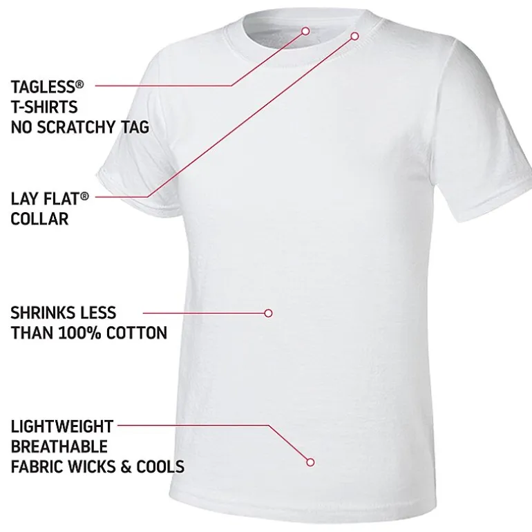 Hanes Ultimate Little & Big Boys 5 Pack Moisture-Wicking Crew Neck Short Sleeve T-Shirt