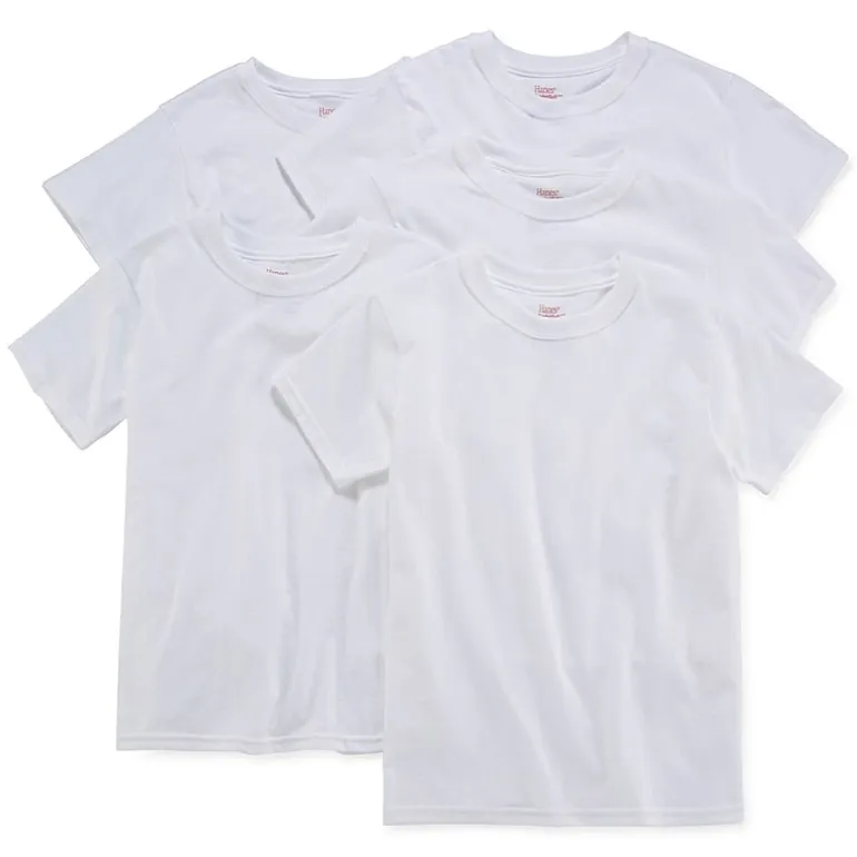Hanes Ultimate Little & Big Boys 5 Pack Moisture-Wicking Crew Neck Short Sleeve T-Shirt