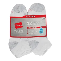 Hanes Ultimate Mens Multi-Pack 12 Pair Low Cut Socks