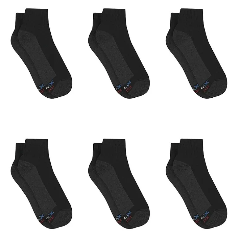 Hanes Ultimate Mens Multi-Pack 6 Pair Quarter Ankle Socks