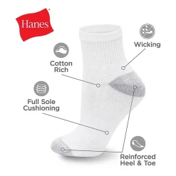 Hanes Ultimate Mens Multi-Pack 12 Pair Big and Tall Quarter Ankle Socks
