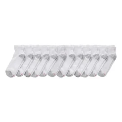 Hanes Ultimate Mens Multi-Pack 12 Pair Big and Tall Quarter Ankle Socks