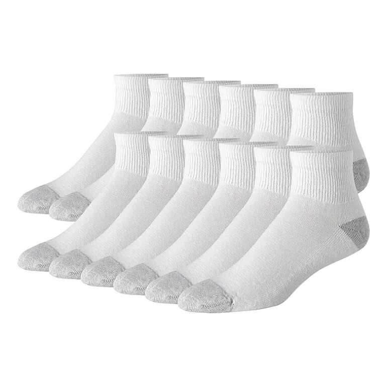 Hanes Ultimate Mens Multi-Pack 12 Pair Big and Tall Quarter Ankle Socks