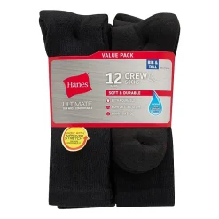 Hanes Ultimate Mens 12 Pair Big and Tall Crew Socks