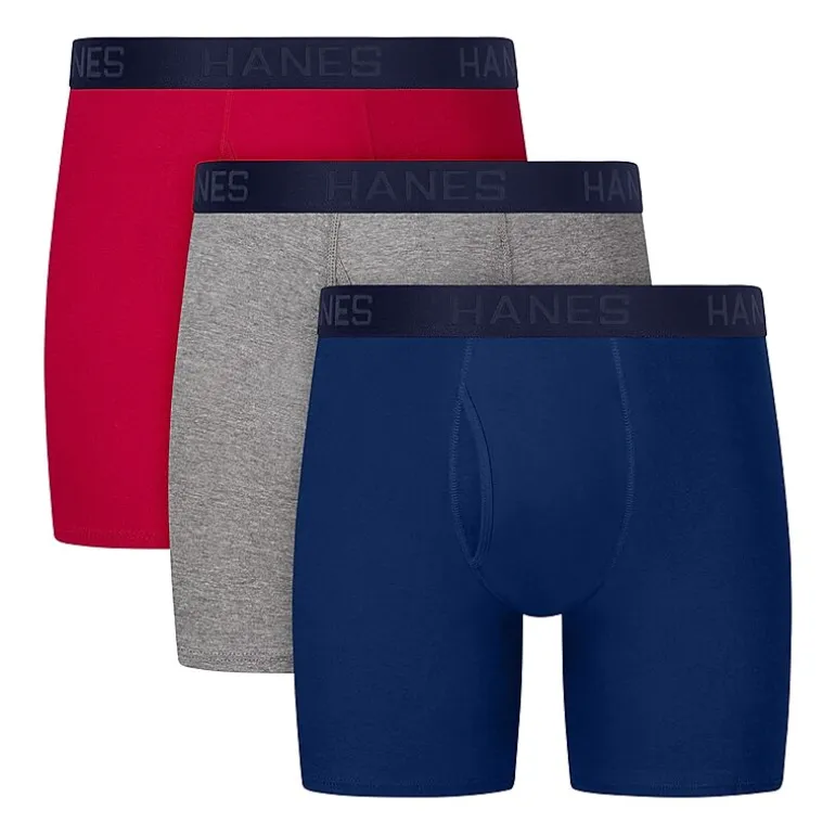Hanes® Ultimate Men’s Underwear 3-Pack ComfortBlend® Boxer Briefs Underwear, Moisture-Wicking Ubbbb3