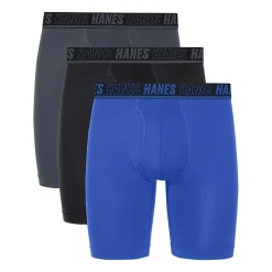 Hanes® Ultimate Men's Underwear 3-Pack Moves X-TEMP® Performance Long Leg Boxer Brief Underwear with Total Support Pouch™ Umslf3