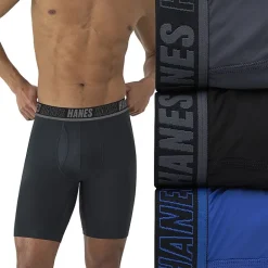 Hanes® Ultimate Men's Underwear 3-Pack Moves X-TEMP® Performance Long Leg Boxer Brief Underwear with Total Support Pouch™ Umslf3