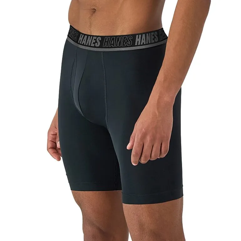 Hanes® Ultimate Men's Underwear 3-Pack Moves X-TEMP® Performance Long Leg Boxer Brief Underwear with Total Support Pouch™ Umslf3