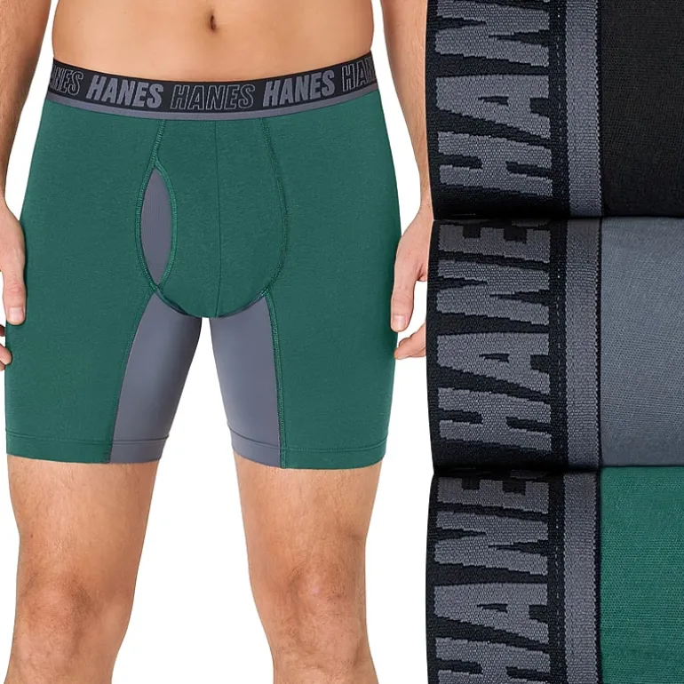 Hanes® Ultimate Men's Underwear 3-Pack Moves X-TEMP® Cotton Stretch Boxer Briefs Underwear Um5bb3