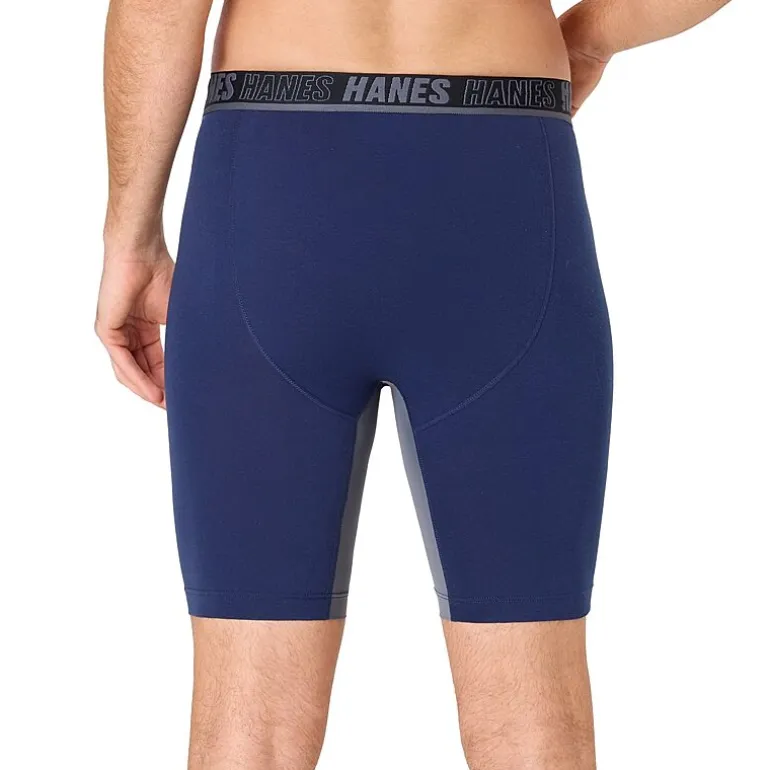 Hanes® Ultimate Men's Underwear 3-Pack Moves X-TEMP® Cotton Stretch Long Leg Boxer Briefs Underwear with Total Support Pouch™ Um6lb3