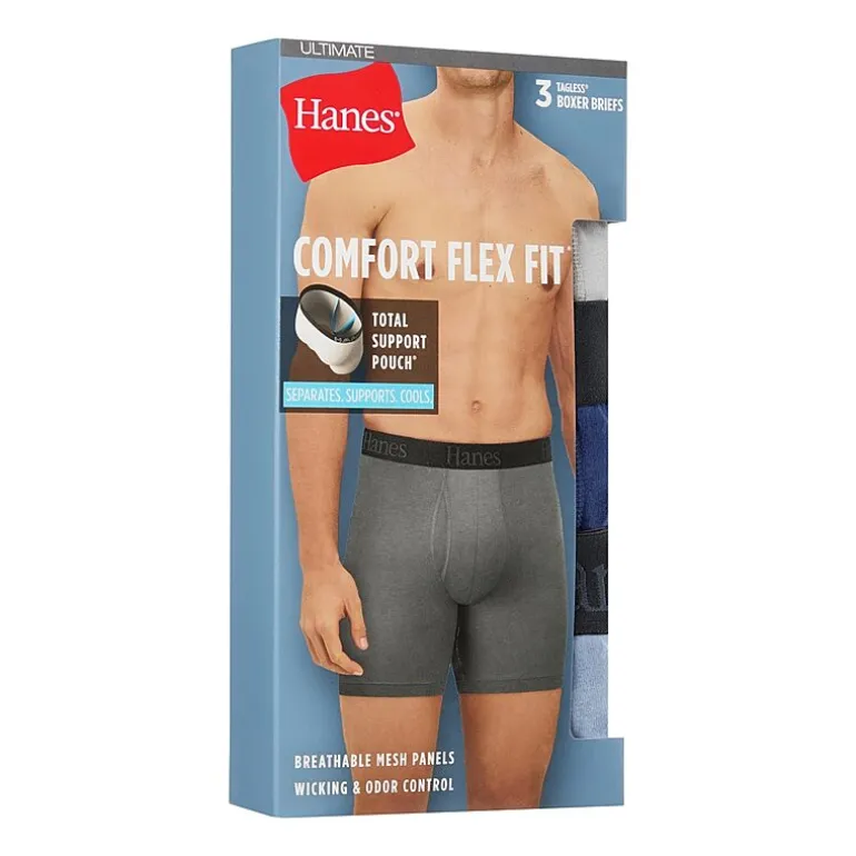 Hanes® Ultimate Men's Underwear 3-Pack Comfort Flex Fit® Boxer Briefs Underwear with Total Support Pouch™ Ufsbq3