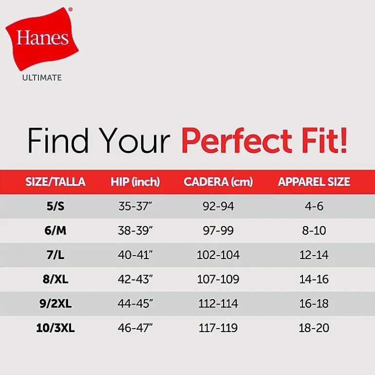 Hanes Ultimate® 5-Pack Pure Comfort High Cut Briefs Panties Underwear 43W5CS