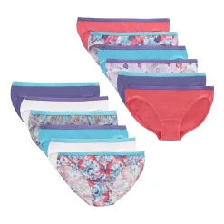 Hanes Ultimate Tagless Cotton Little & Big Girls 12 Pack Bikini Panty