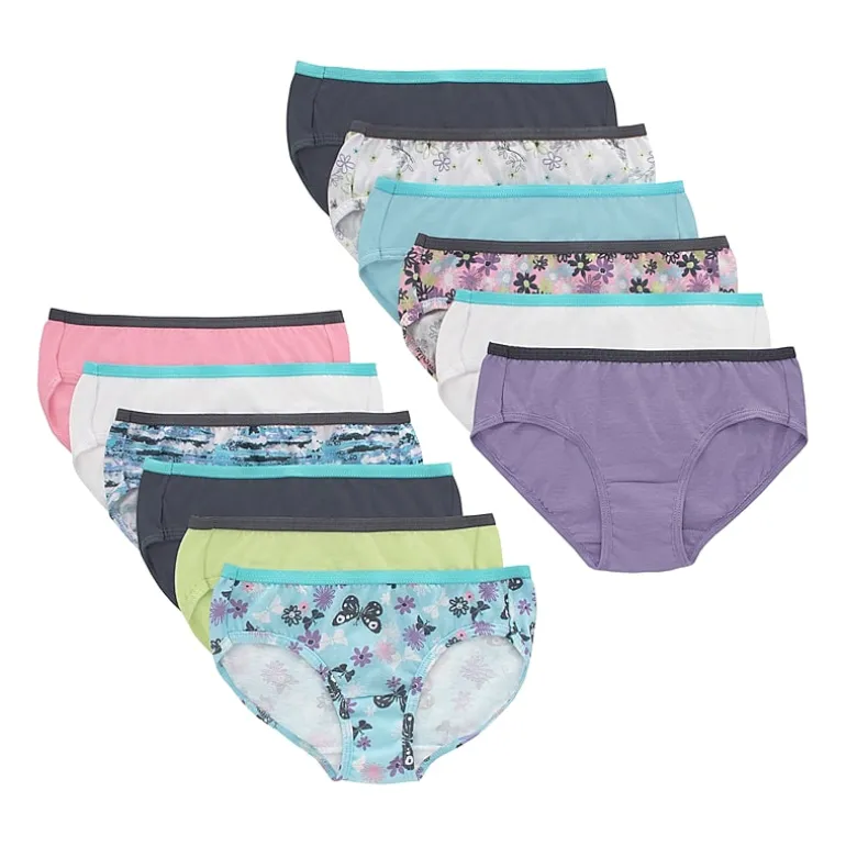 Hanes Ultimate Tagless Cotton Little & Big Girls 12 Pack Hipster Panty