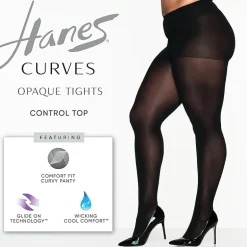 Hanes Womens Curves Moisture Wicking Plus Tights