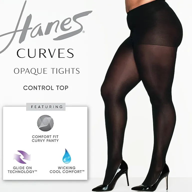 Hanes Womens Curves Moisture Wicking Plus Tights