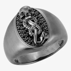 Harry Potter Mens Genuine Black Spinel Sterling Silver Fashion Ring