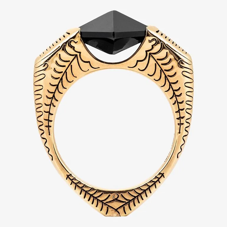Harry Potter Mens Genuine Black Onyx 14K Gold Over Silver Fashion Ring