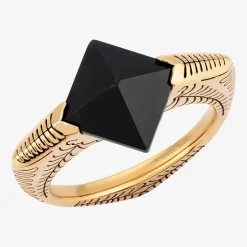 Harry Potter Mens Genuine Black Onyx 14K Gold Over Silver Fashion Ring