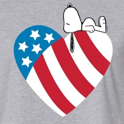 Heart Flag Cropped Womens Juniors Crew Neck Short Sleeve Regular Fit Peanuts Snoopy Graphic T-Shirt