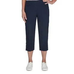 Hearts Of Palm Womens Petite Straight Mid Rise Capri Pant