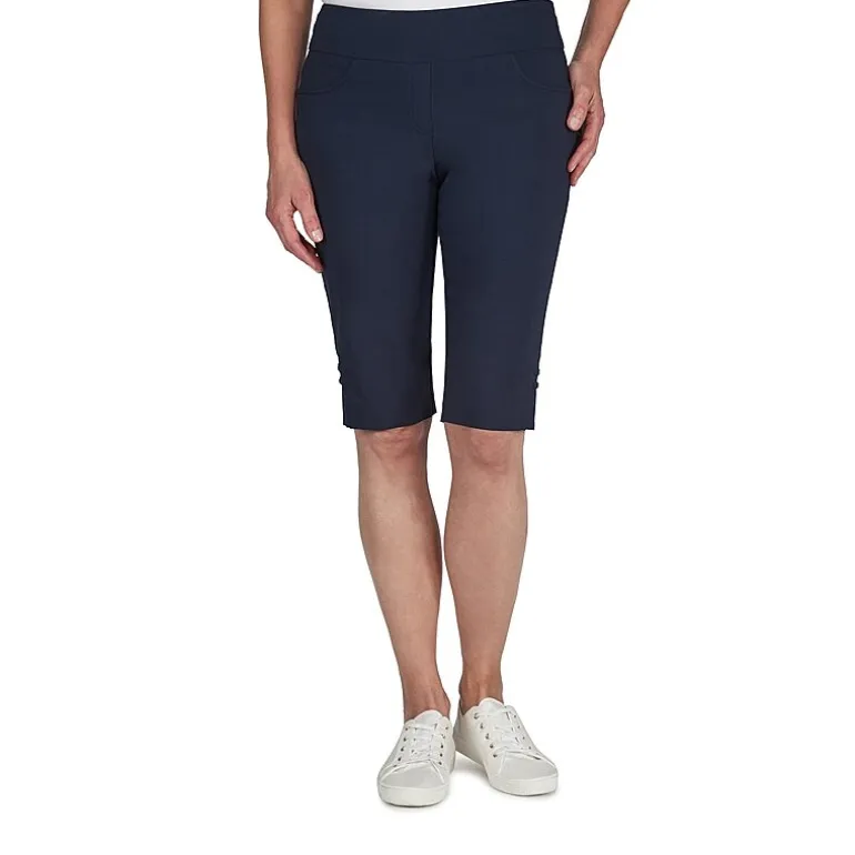 Hearts Of Palm Womens Petite Straight Mid Rise Skimmer Pant