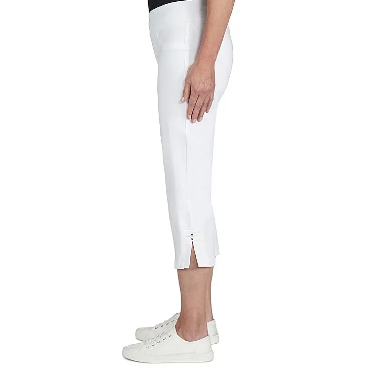 Hearts Of Palm Womens Petite Straight Mid Rise Capri Pant