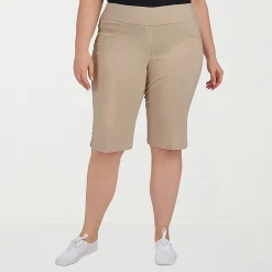 Hearts Of Palm Womens Plus Straight Mid Rise Skimmer Pant