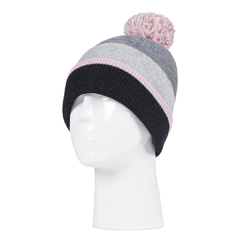 Heat Holders Snow Sports Striped Womens Moisture Wicking Beanie
