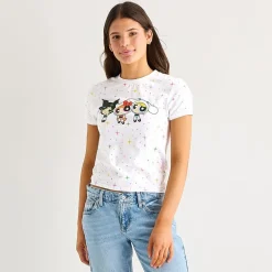 Hello Kitty® And Friends X The Powerpuff Girls™ Juniors Womens Short Sleeve Graphic T-Shirt