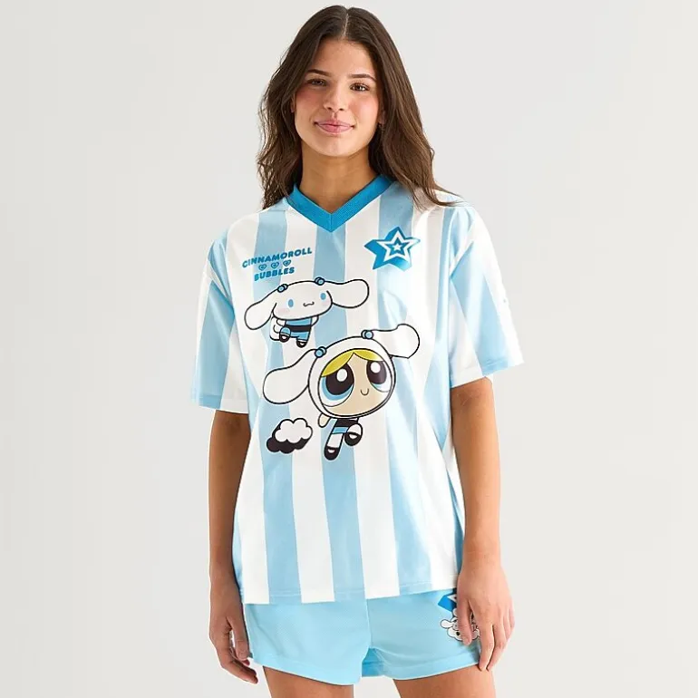 Hello Kitty® And Friends X The Powerpuff Girls™ Womens Juniors V Neck Short Sleeve Soccer Jersey