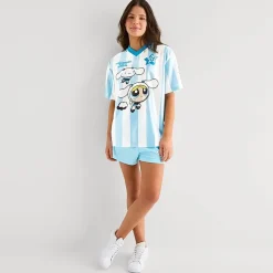 Hello Kitty® And Friends X The Powerpuff Girls™ Womens Juniors V Neck Short Sleeve Soccer Jersey