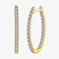 (H-I / I1) 1 CT. T.W. Lab Grown Diamond 10K or 14K White or Yellow Gold 25mm Hoop Earrings