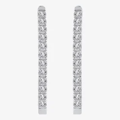 (H-I / I1) 1 CT. T.W. Lab Grown Diamond 10K or 14K White or Yellow Gold 25mm Hoop Earrings