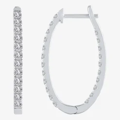 (H-I / I1) 1 CT. T.W. Lab Grown Diamond 10K or 14K White or Yellow Gold 25mm Hoop Earrings