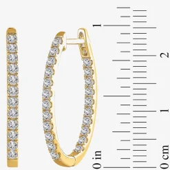 (H-I / I1) 1 CT. T.W. Lab Grown Diamond 10K or 14K White or Yellow Gold 25mm Hoop Earrings