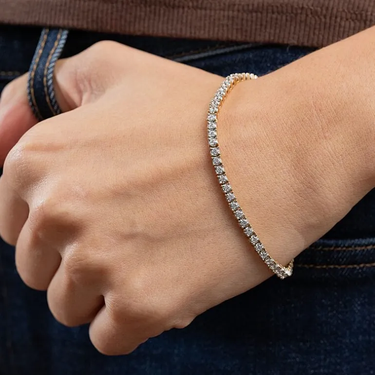 (H-I / I1) 2 CT. T.W. Lab Grown White Diamond 10K White or Yellow Gold 7.25 Inch Tennis Bracelet