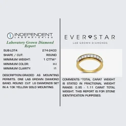(H-I / I1) 1 CT. T.W. Lab Grown White Diamond 10K Gold Wedding Band