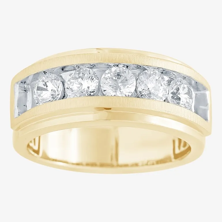 (H-I / I1) Mens 1 1/2 CT. T.W. Lab Grown White Diamond 10K Gold Wedding Band